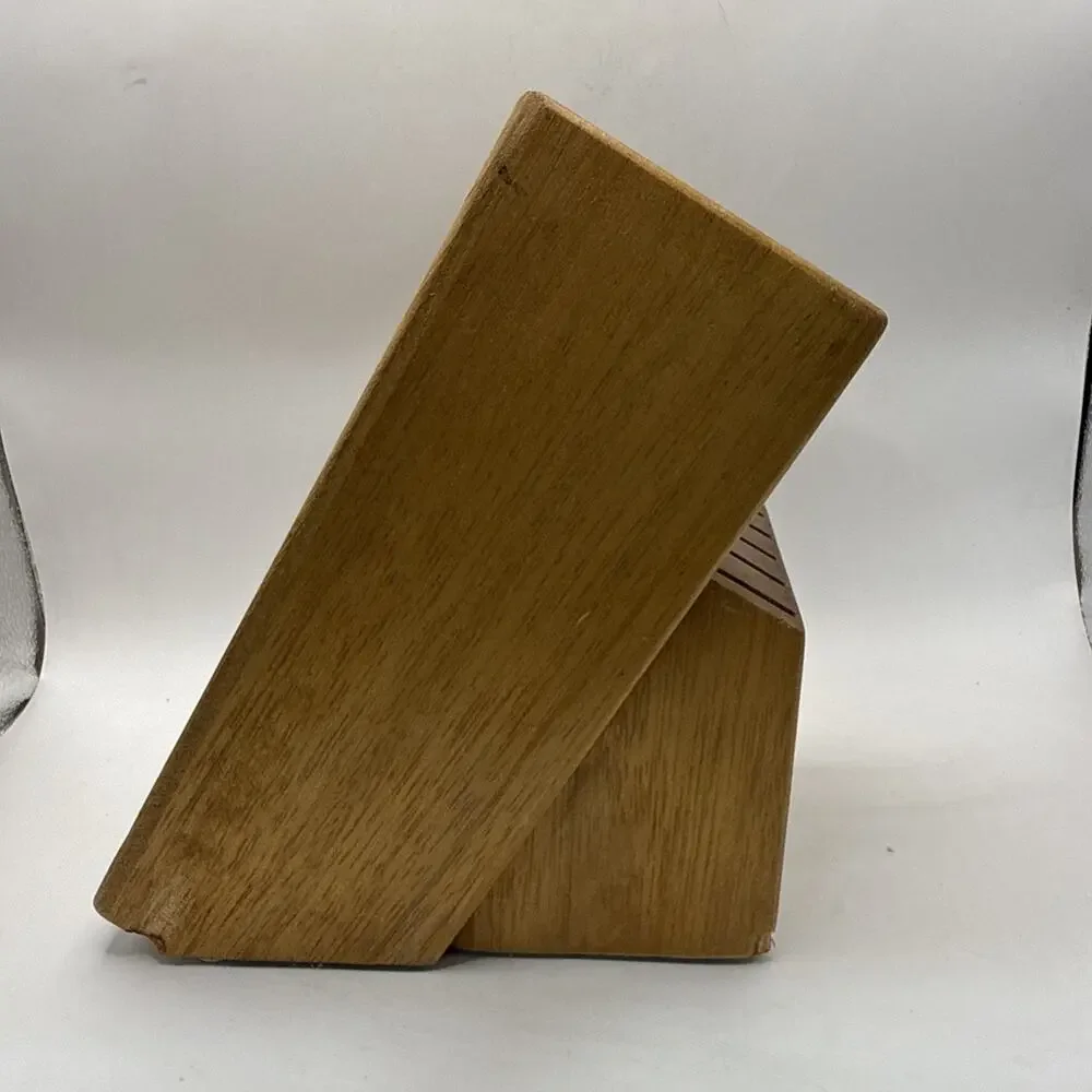 Wooden Knife Block 14 Slot Storage Countertop Organization Sharpener *